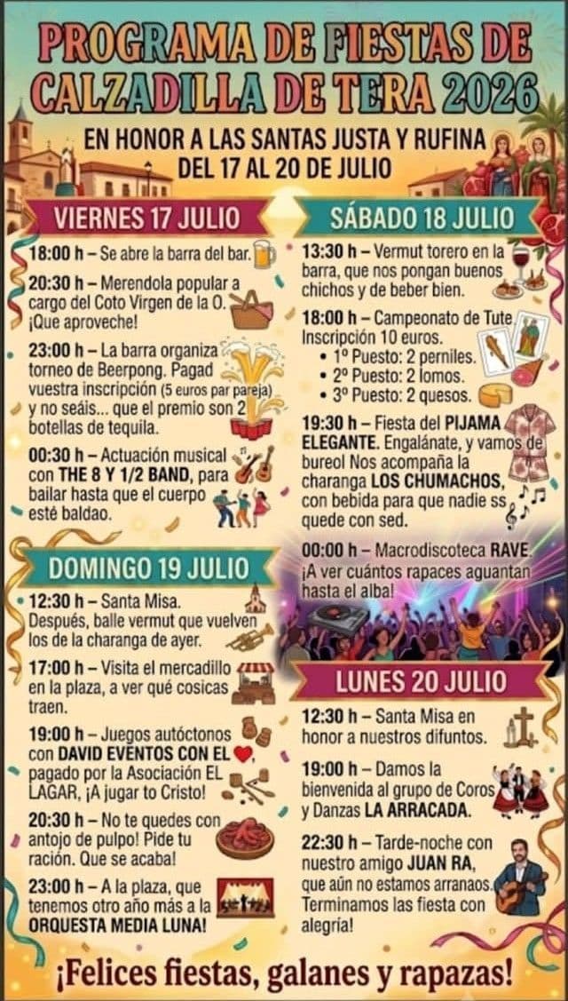 Cartel de las fiestas de Calzadilla de Tera