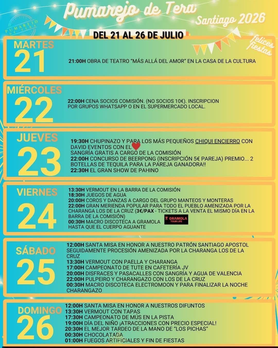 Cartel de las fiestas de Pumarejo de Tera